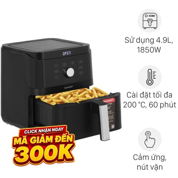 Nồi chiên không dầu Sharp 6 lít KF-AF60EV-BK