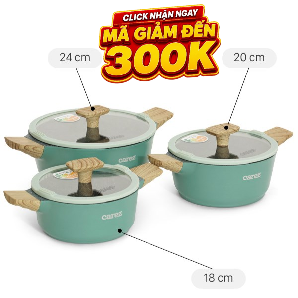 Bộ 3 nồi nhôm đúc vân đá Carez CPC595DI03CN