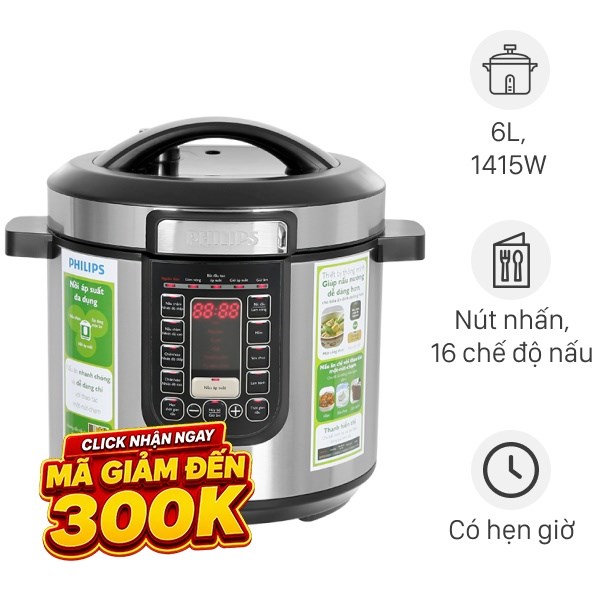 Nồi áp suất điện Philips 6 lít HD2237/66
