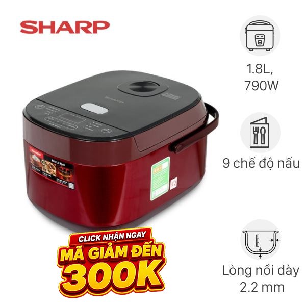 Nồi cơm điện tử Sharp 1.8 lít KS-COM194EV-RD
