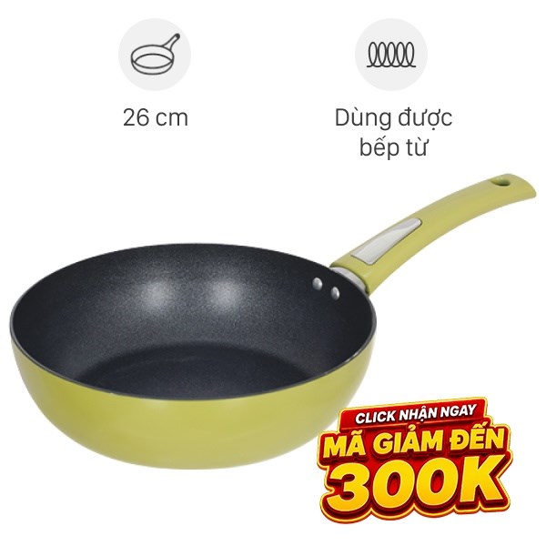 Chảo nhôm sâu chống dính đáy từ 26 cm Elmich EL-5924AO26