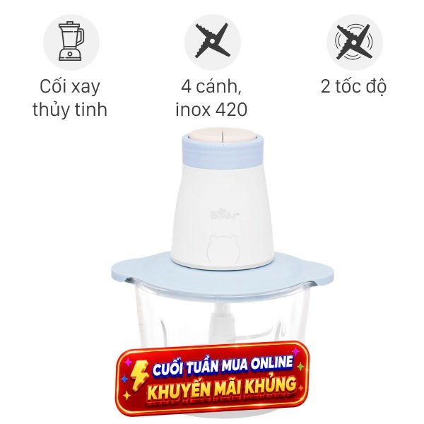 Máy xay thịt đa năng Bear QSJ-B02Q1 300W 2 lít