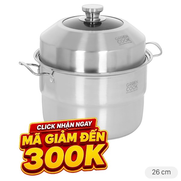 Nồi xửng hấp inox Green Cook GCST01-26IH