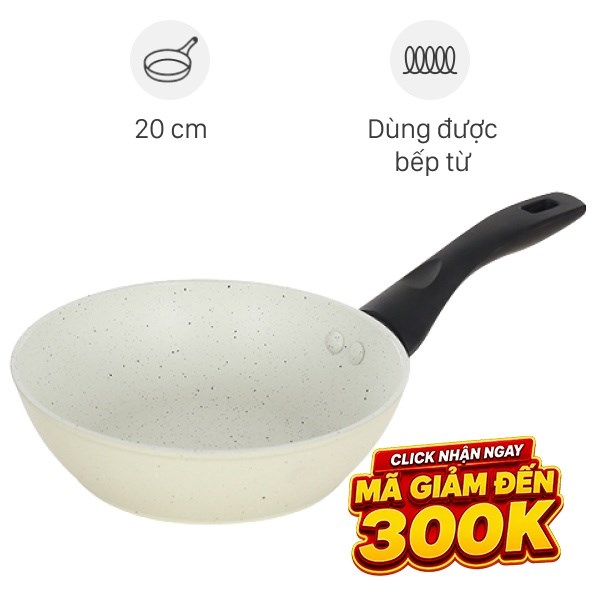 Chảo nhôm sâu chống dính vân đá đáy từ Green Cook GCP226-20IH