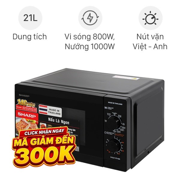 Lò vi sóng có nướng Sharp R-G211TV-BK