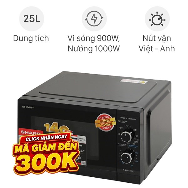 Lò vi sóng có nướng Sharp R-G251TV-BK