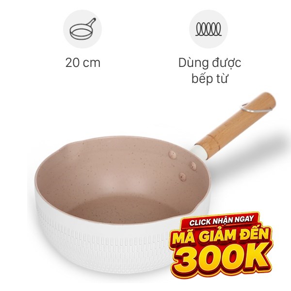 Chảo nhôm sâu chống dính đáy từ Delites RLN-5020