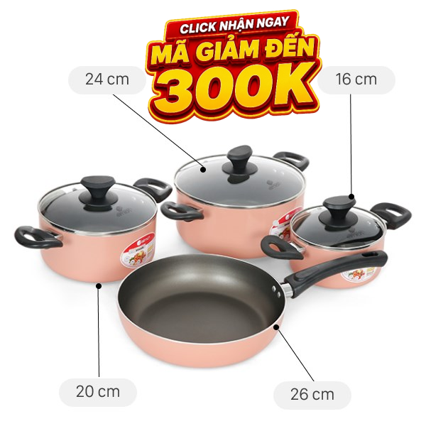 Bộ nồi chảo nhôm chống dính Elmich EL1162E