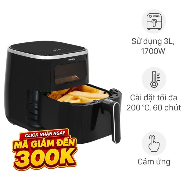 Nồi chiên không dầu Philips 5.6 lít HD9257/80