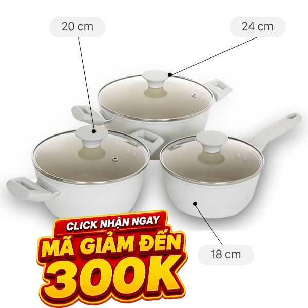 Bộ nồi quánh nhôm chống dính Green Cook GCS227-T1
