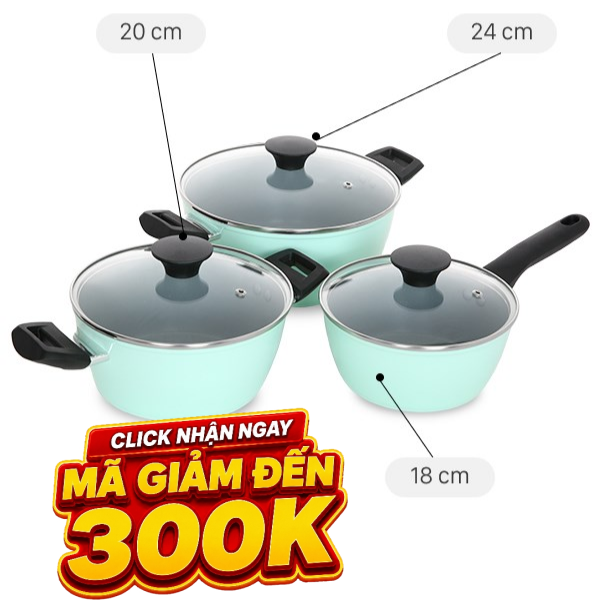 Bộ nồi quánh nhôm chống dính Green Cook GCS229-T1
