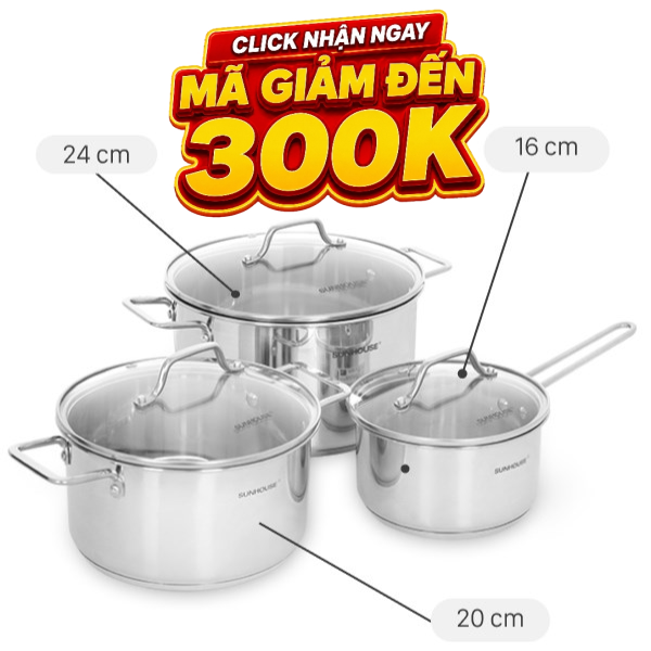 Bộ nồi quánh inox 5 đáy Sunhouse SHG601