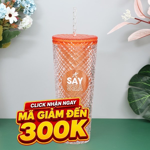Ly nhựa 2 lớp kèm ống hút 750 ml DMX K750PP53C Cam