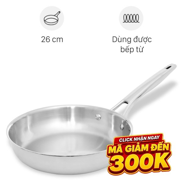Chảo inox nguyên khối đáy từ Elmich Trimax EL-2838IN26