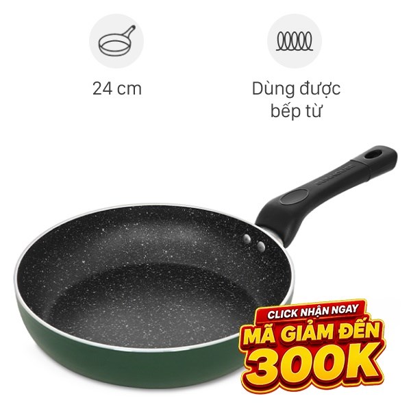 Chảo nhôm chống dính vân đá đáy từ Sunhouse SH24G