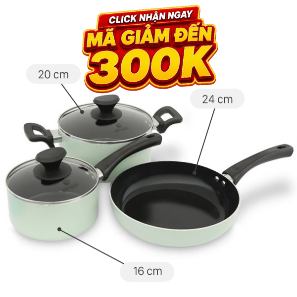 Bộ nồi chảo quánh nhôm chống dính Elmich EL-5212MN