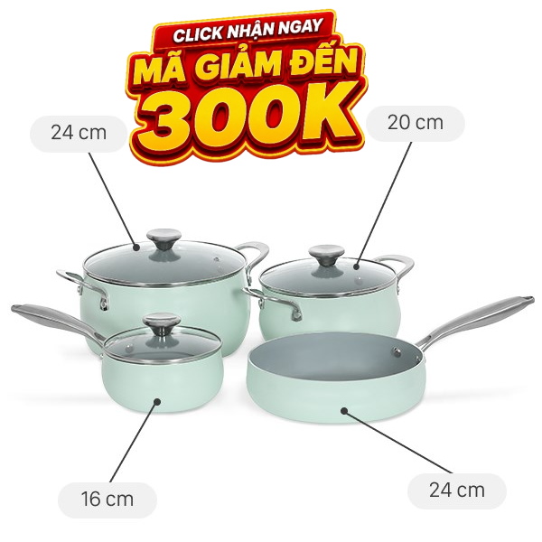 Bộ nồi chảo quánh nhôm chống dính Green Cook GCS242-T1