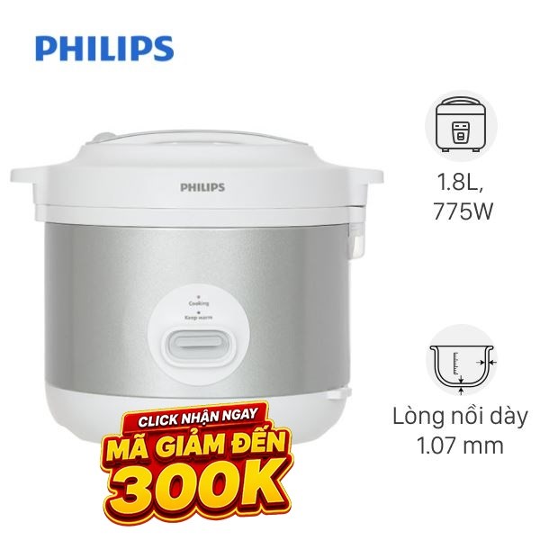Nồi cơm nắp gài Philips 1.8 lít HD3008/30