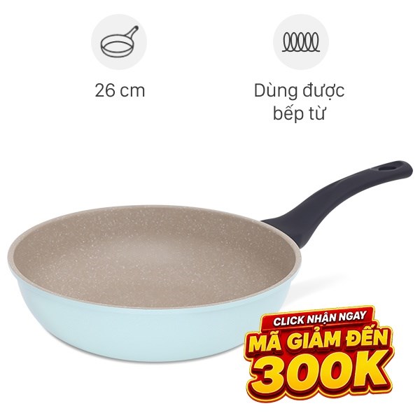 Chảo nhôm sâu chống dính vân đá đáy từ Green Cook GCP244-26IH