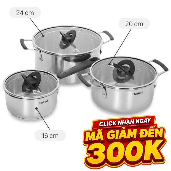 Bộ nồi quánh inox Tefal Optispace G7376S44