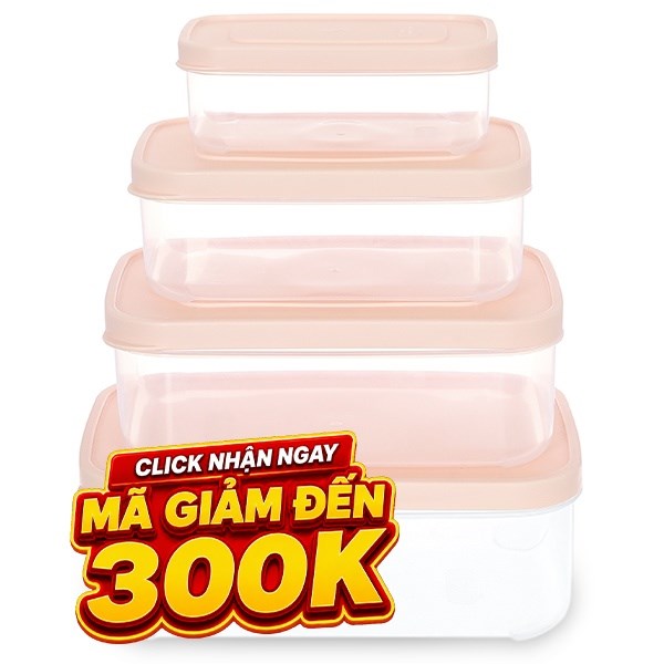 Bộ 4 hộp đựng thực phẩm nhựa Inochi Hokkaido HIN.HOCN.BO11