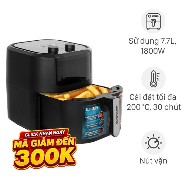 Nồi chiên không dầu Sunhouse 9 lít SHD4037