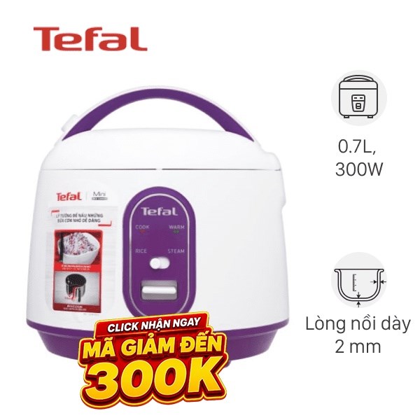 Nồi cơm nắp gài Tefal 0.7 lít RK224168