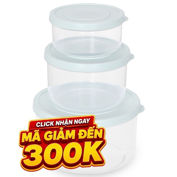 Bộ 3 hộp đựng thực phẩm nhựa Inochi Hokkaido HIN.HOTR.BO02 Xanh mint