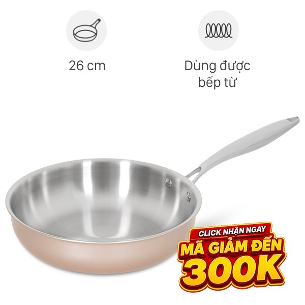 Chảo inox nguyên khối sâu đáy từ Green Cook GCP245-26IH