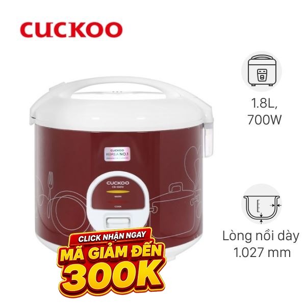 Nồi cơm nắp gài Cuckoo 1.8 lít CR-1001V/RDWHCRVNCV