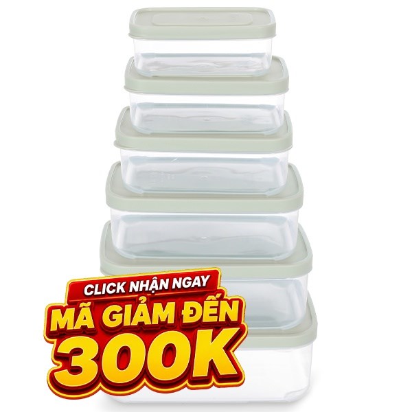 Bộ 6 hộp đựng thực phẩm nhựa Inochi Hokkaido HIN.HOCN.BO03