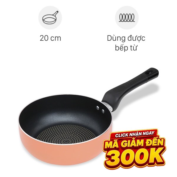 Chảo nhôm sâu chống dính đáy từ Sunhouse SHS20MPT