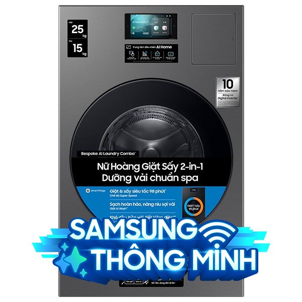 Samsung Inverter Giặt 25 kg - Sấy 15 kg WD25DB8995BZSV