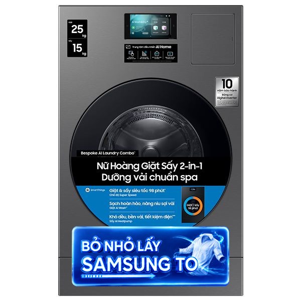 Samsung Inverter Giặt 25 kg - Sấy 15 kg WD25DB8995BZSV