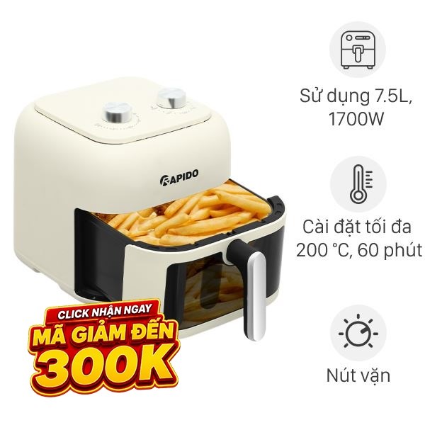 Nồi chiên không dầu Rapido 7.5 lít RAF-7.5M3