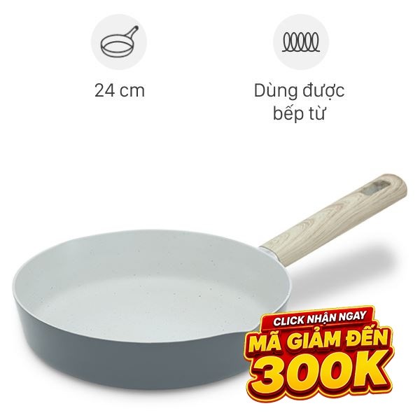 Chảo nhôm chống dính vân đá đáy từ Delites RLJ-3024