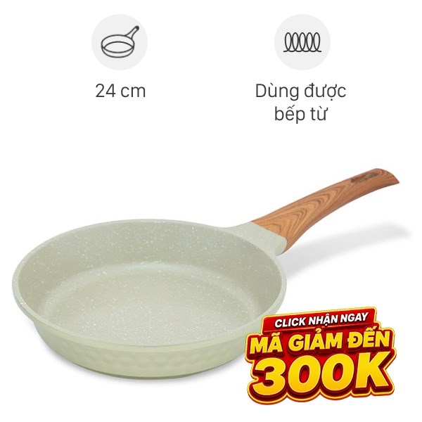 Chảo nhôm chống dính vân đá đáy từ Delites LY-DCF5324