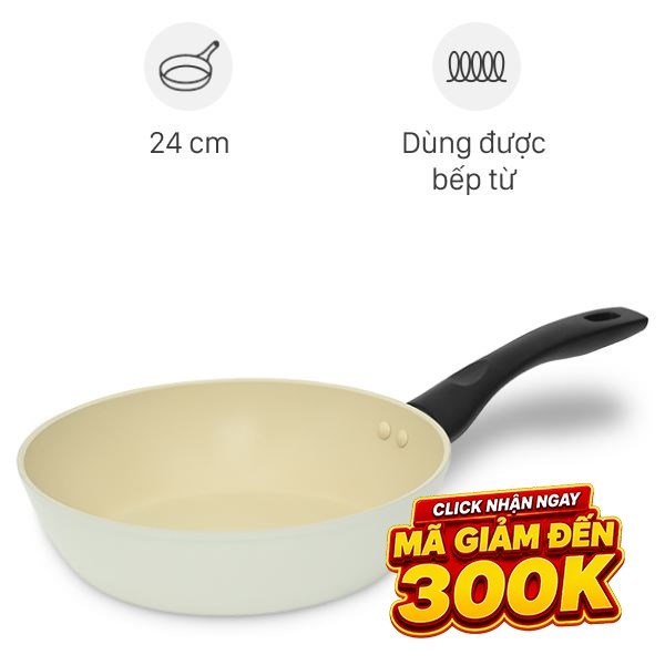 Chảo nhôm sâu chống dính vân đá đáy từ Green Cook GCP246-24IH