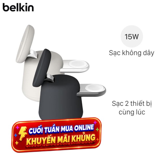 Đế sạc không dây 2 in 1 Magsafe Belkin BoostCharge Pro WIZ020