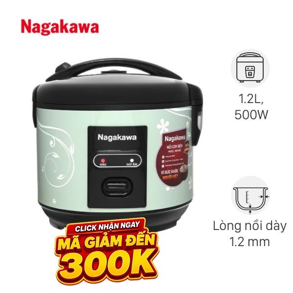 Nồi cơm nắp gài Nagakawa 1.2 lít NRC3812