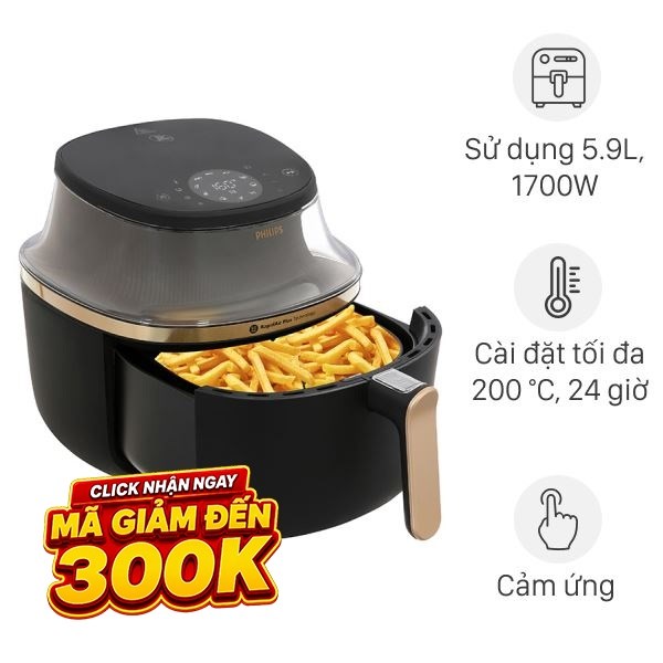 Nồi chiên không dầu Philips 6.2 lít NA332/00