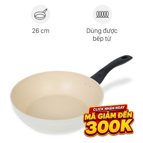 Chảo nhôm sâu chống dính vân đá đáy từ Green Cook GCP246-26IH