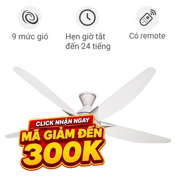 Quạt trần Panasonic 5 cánh F-60GDS-WS 40W