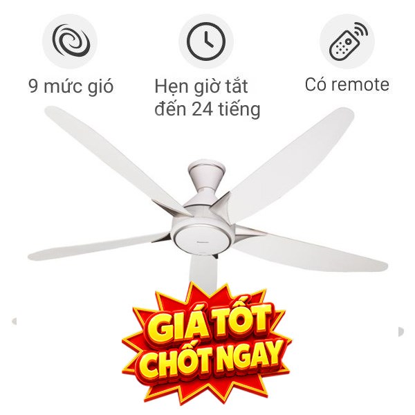Quạt trần Panasonic 5 cánh F-60GDS-W 40W