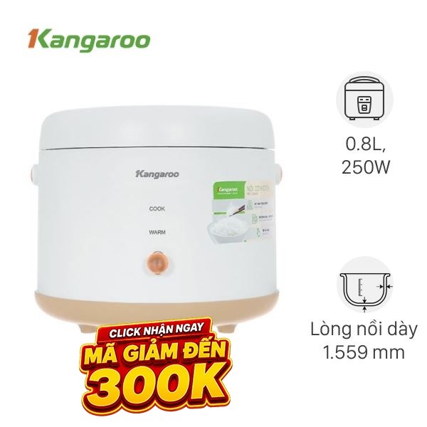 Nồi cơm nắp gài Kangaroo 0.8 lít KGRC08M3