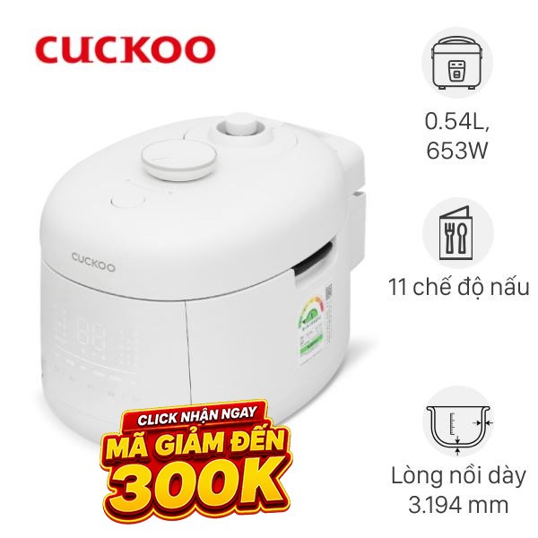Nồi cơm điện tử áp suất Cuckoo 0.54 lít CRP-T0310FGW