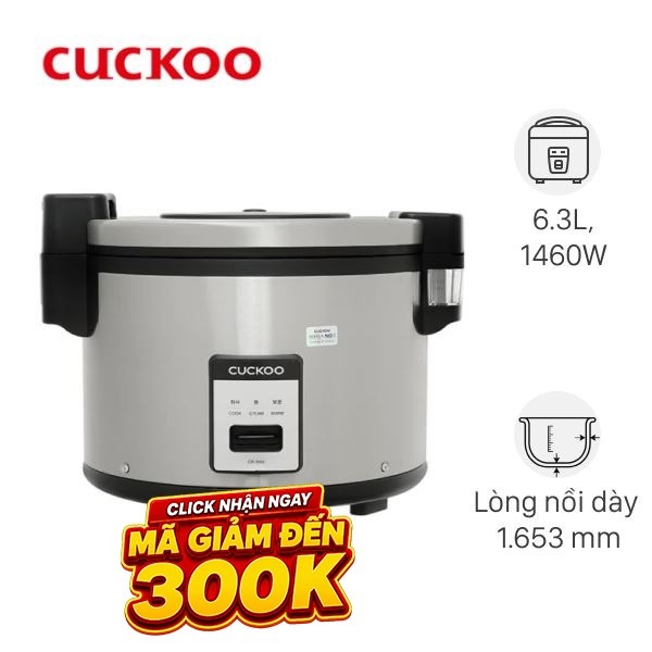 Nồi cơm nắp gài Cuckoo 6.3 lít CR-3555/BKSTVNCRCV