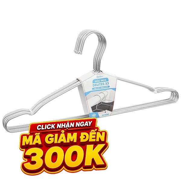 Bộ 10 móc quần áo inox Delites X3