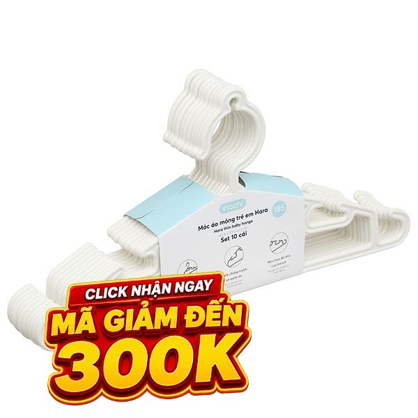 Bộ 10 móc quần áo trẻ em nhựa Inochi Hara 185 HIN.MOBE.0185
