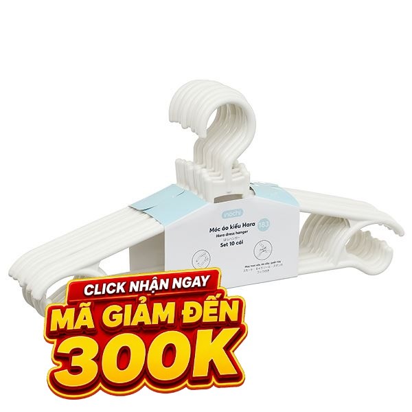 Bộ 10 móc quần áo nhựa Inochi Hara 183 HIN.MOBE.0183